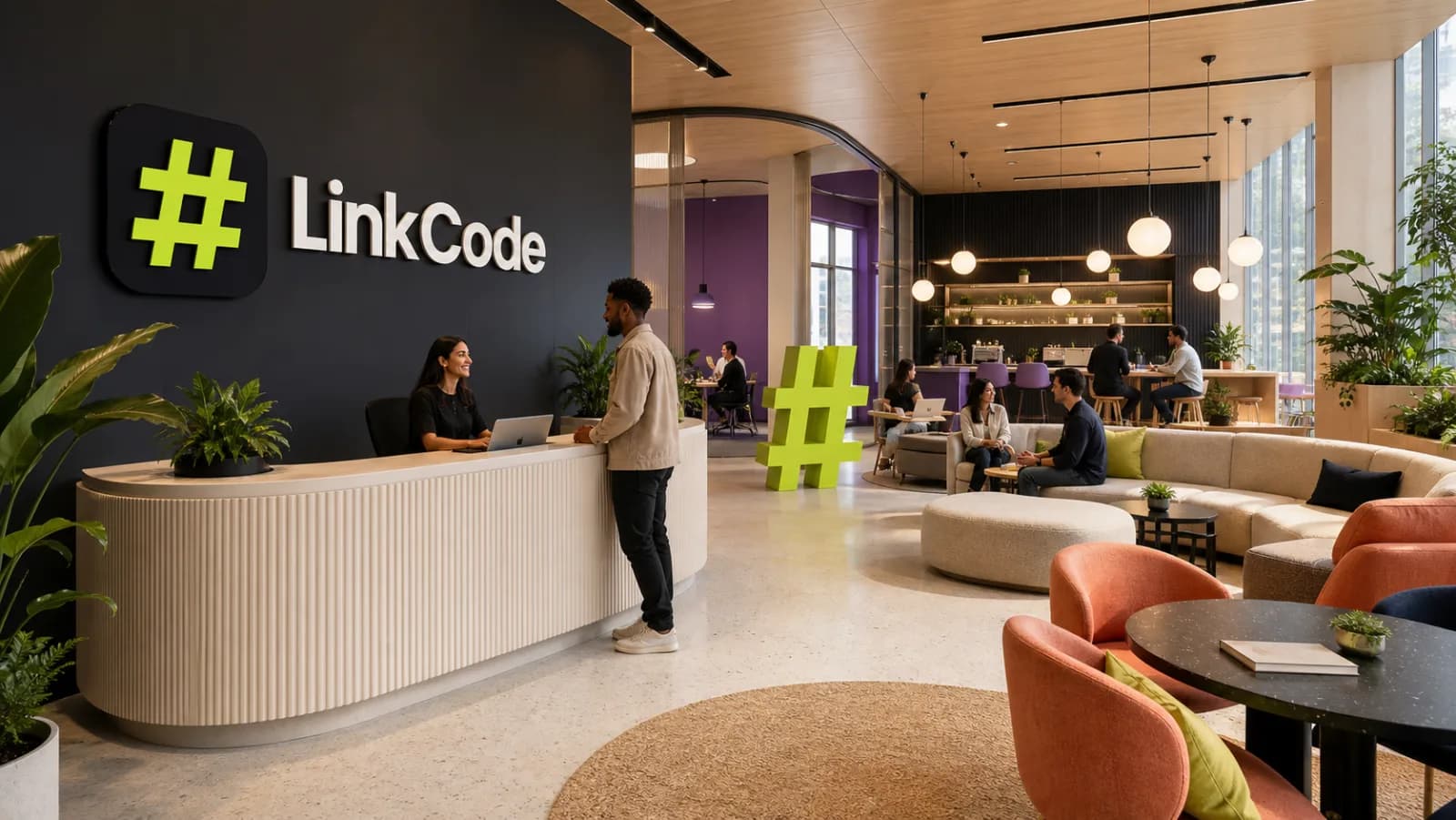 LinkCode headquarters reception and community workspace in Palo Alto, California