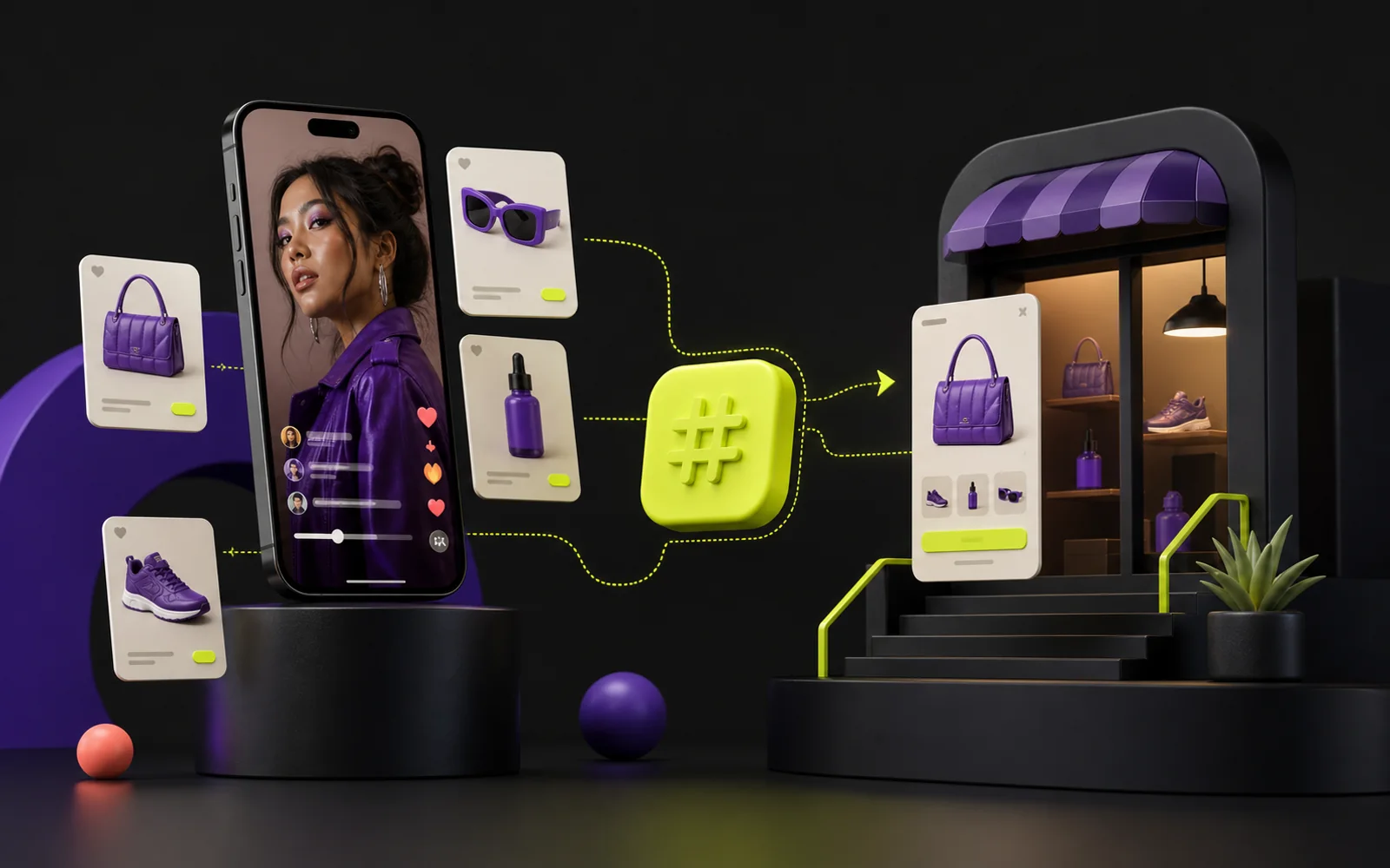 An original LinkCode commerce composition connecting products to digital destinations